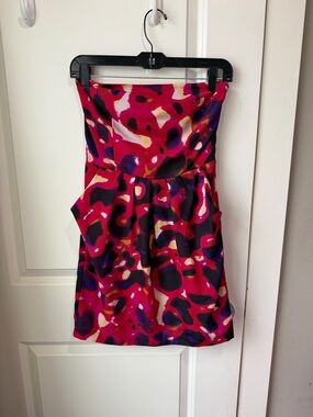 Bar III Hot Pink/Violet/Yellow/White Strapless Mini Dress